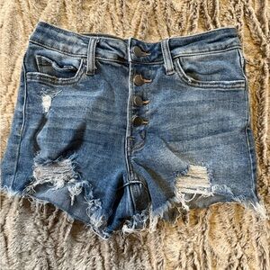 Distressed Blue Denim Shorts